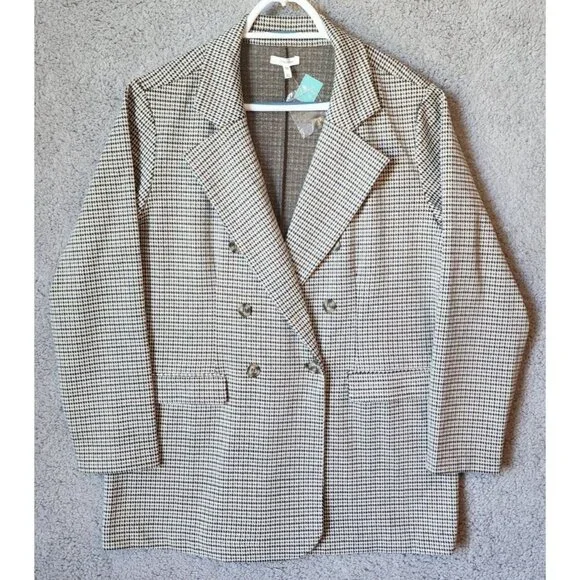 NEW Maurices Women's Double Breasted Blazer Jacket Houndstooth Tan/Brown Size XL - Picture 2 of 15